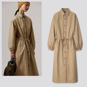 UNIQLO JW Anderson Twill Long-Sleeve Shirt Dress in Beige Size Medium M